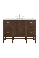 Addison 48" Single Vanity, Mid-Century Acacia w/ 3 CM Ethereal Noctis Silestone Top