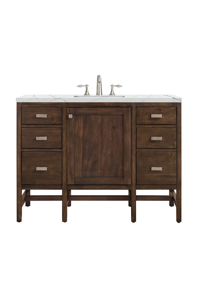 Addison 48" Single Vanity, Mid-Century Acacia w/ 3 CM Ethereal Noctis Silestone Top