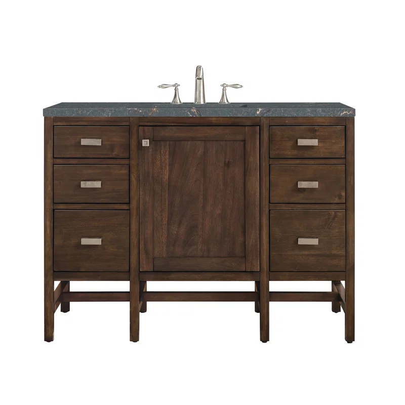 Addison 48" Single Vanity, Mid-Century Acacia w/ 3 CM Parisien Bleu Silestone Top
