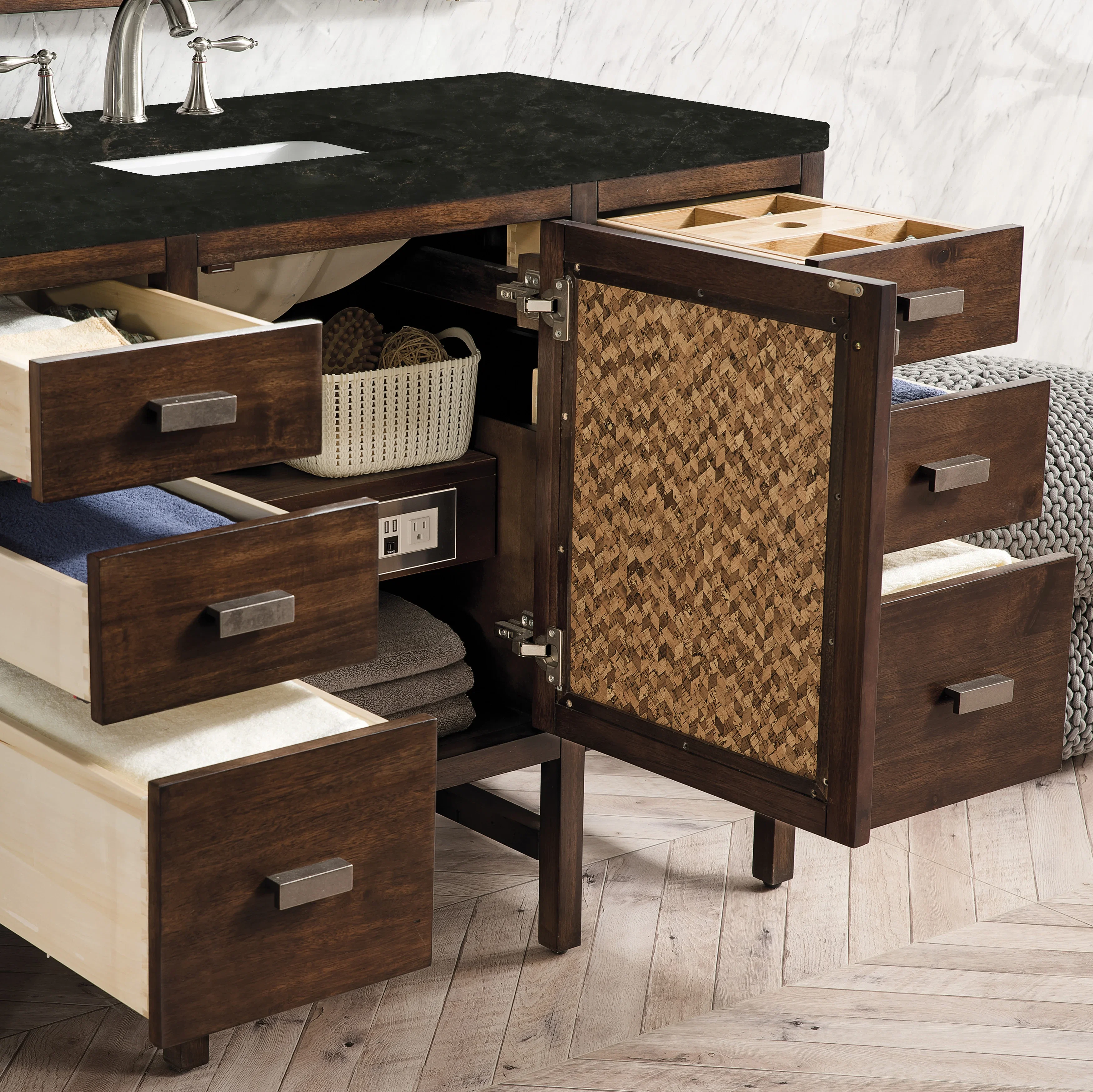Addison 48" Single Vanity, Mid-Century Acacia, w/ 3 CM Phantome Eclos Top