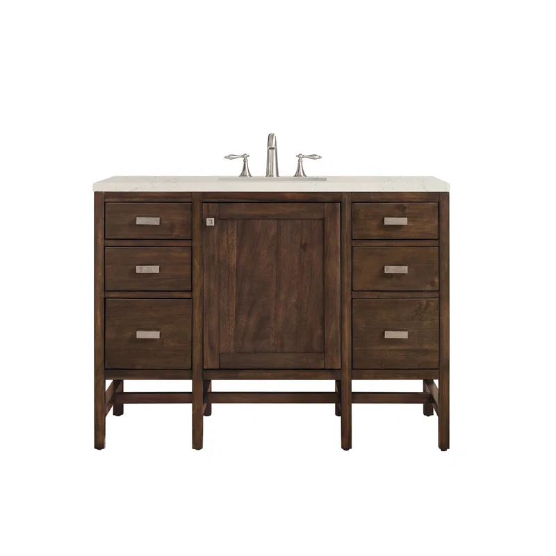 Addison 48" Single Vanity, Mid-Century Acacia, w/ 3 CM Siberian Silestone Top