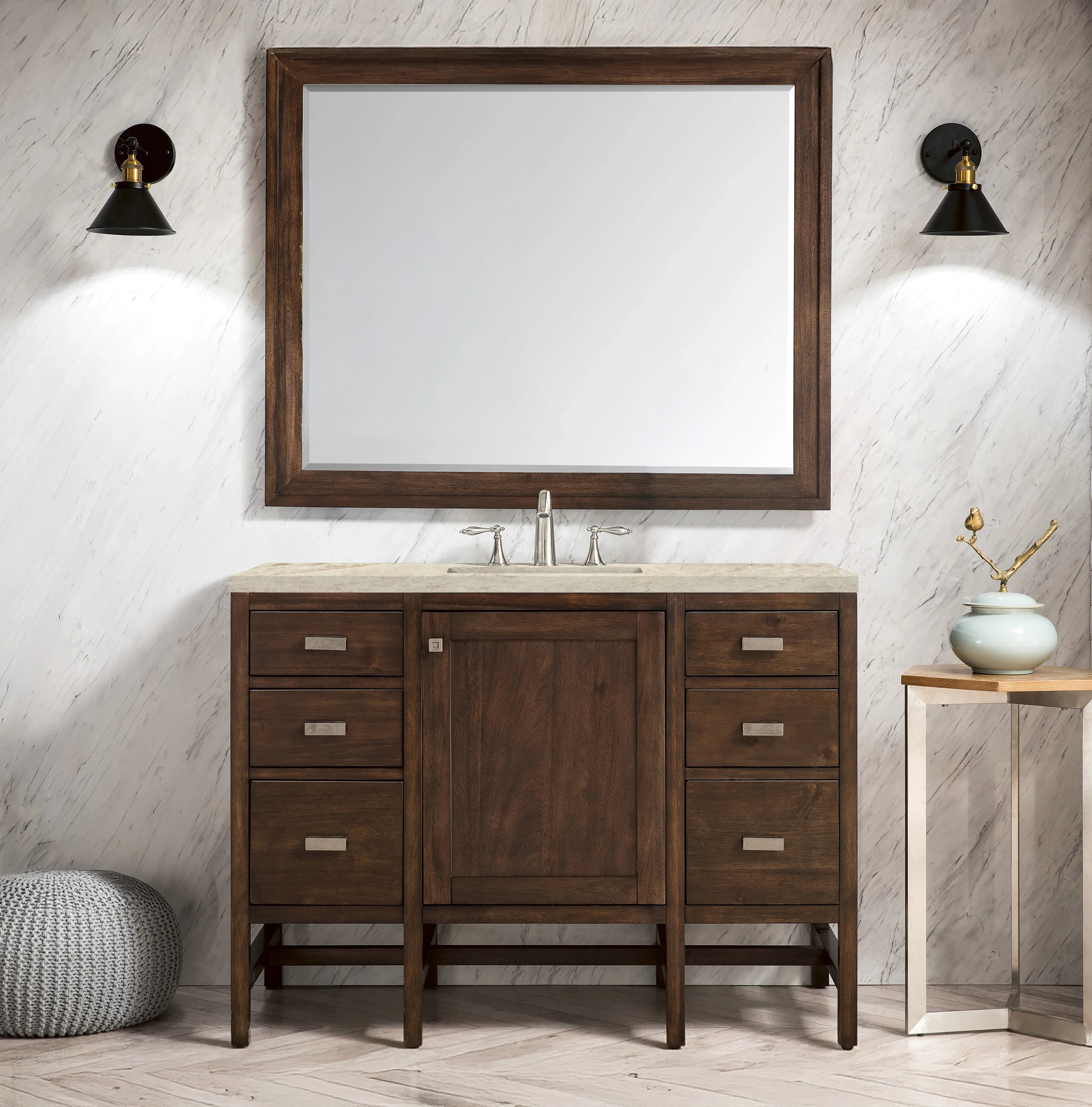 Addison 48" Single Vanity, Mid-Century Acacia, w/ 3 CM Tajnar Eclos Top