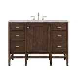 Addison 48" Single Vanity, Mid-Century Acacia w/ 3 CM Victorian Silver Silestone Top