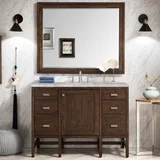 Addison 48" Single Vanity, Mid-Century Acacia w/ 3 CM Victorian Silver Silestone Top