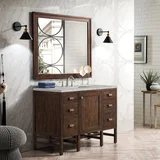 Addison 48" Single Vanity, Mid-Century Acacia w/ 3 CM Victorian Silver Silestone Top