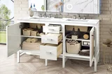 Addison 60" Double Vanity, Glossy White w/ 3 CM Carrara White Top