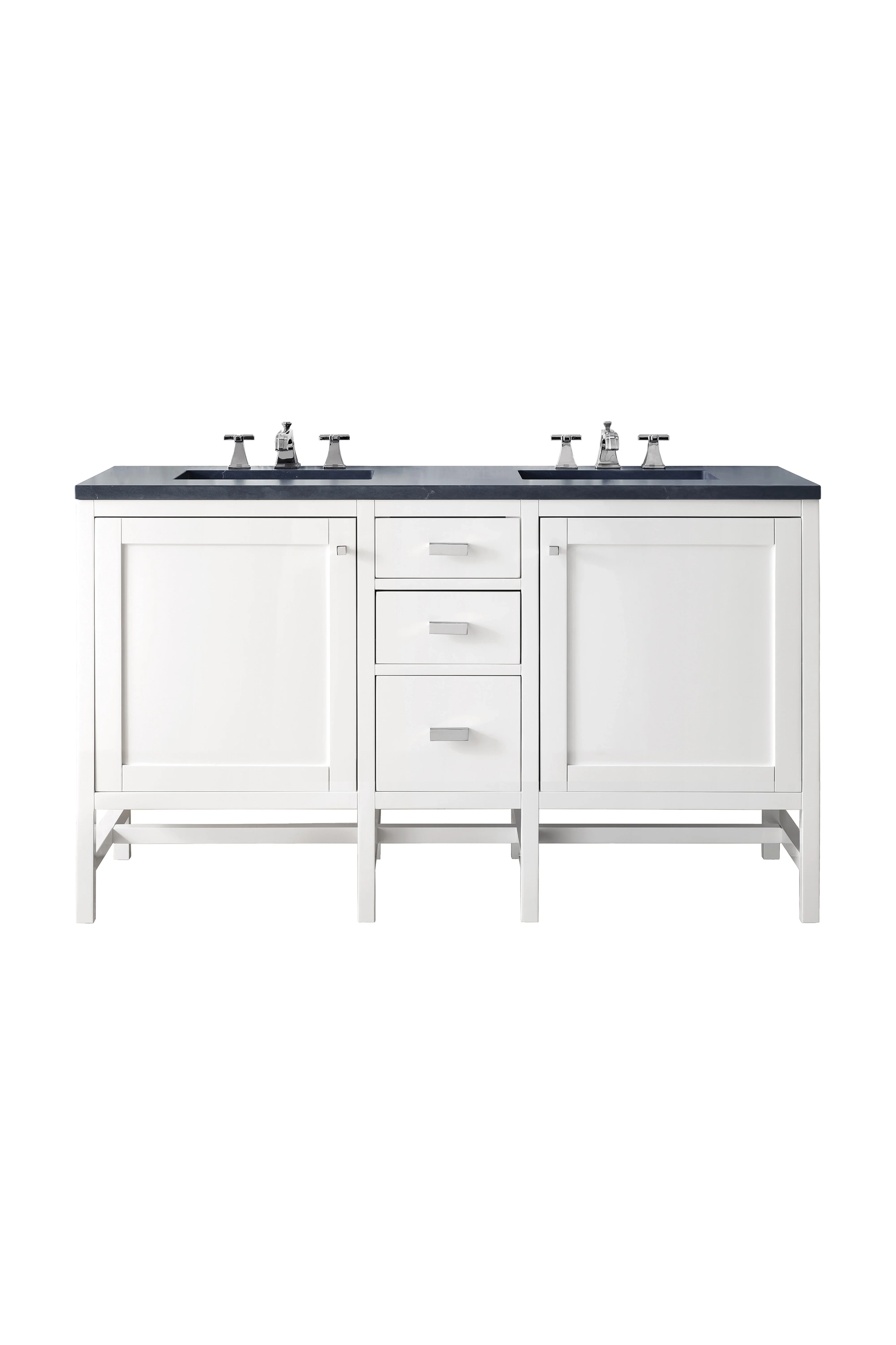 Addison 60" Double Vanity, Glossy White w/ 3 CM Charcoal Soapstone Silestone Top