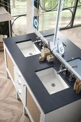 Addison 60" Double Vanity, Glossy White w/ 3 CM Charcoal Soapstone Silestone Top