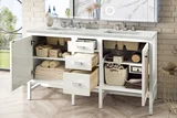 Addison 60" Double Vanity, Glossy White w/ 3 CM Eternal Jasmine Pearl Silestone Top