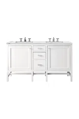 Addison 60" Double Vanity, Glossy White w/ 3 CM Ethereal Noctis Top