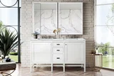 Addison 60" Double Vanity, Glossy White w/ 3 CM Ethereal Noctis Top
