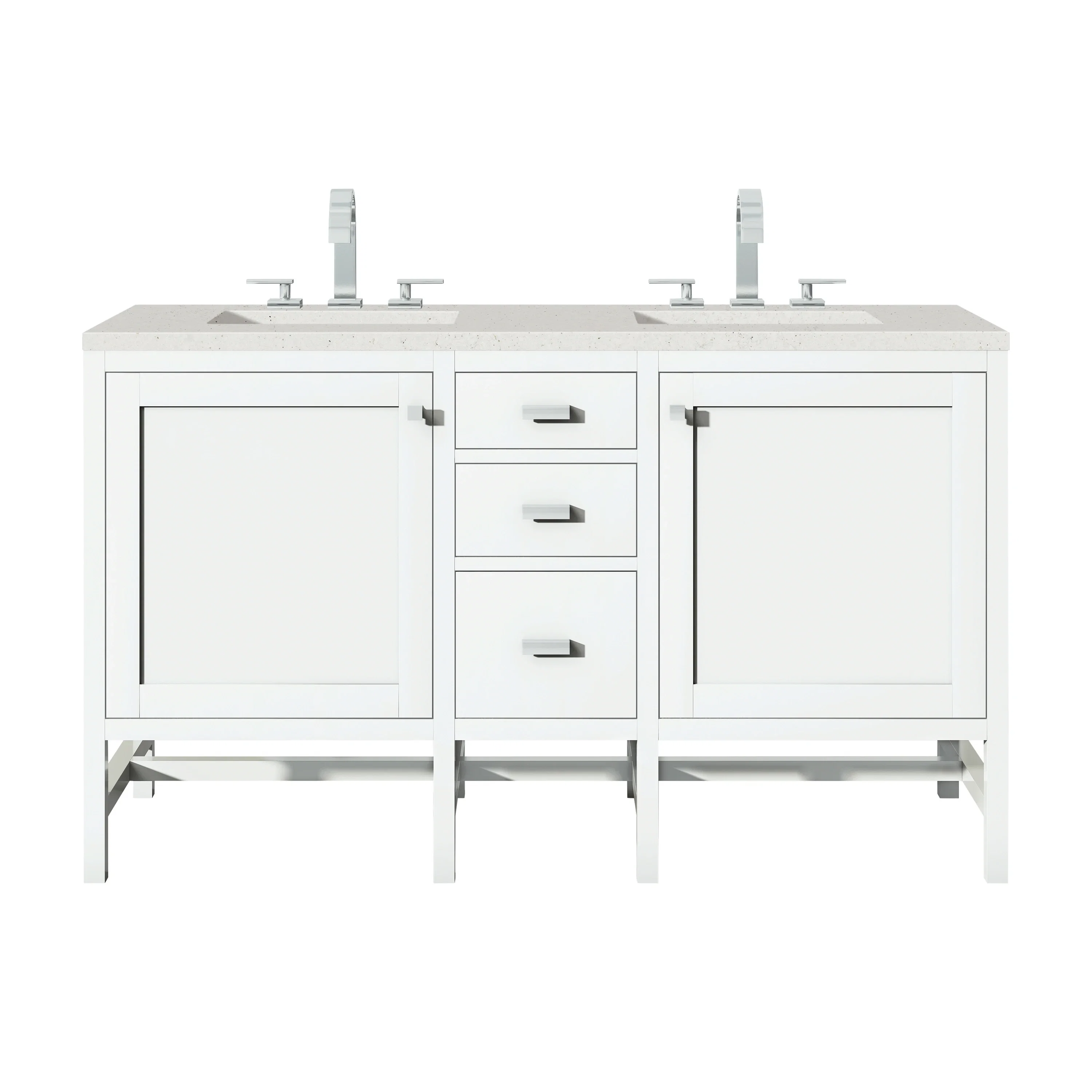 Addison 60" Double Vanity, Glossy White w/ 3 CM Lime Delight Silestone Top