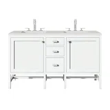 Addison 60" Double Vanity, Glossy White w/ 3 CM Lime Delight Silestone Top
