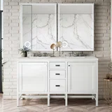Addison 60" Double Vanity, Glossy White w/ 3 CM Lime Delight Silestone Top