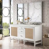 Addison 60" Double Vanity, Glossy White w/ 3 CM Lime Delight Silestone Top