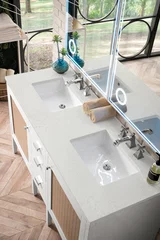 Addison 60" Double Vanity, Glossy White w/ 3 CM Lime Delight Silestone Top
