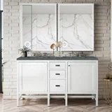 Addison 60" Double Vanity, Glossy White w/ 3 CM Parisien Bleu Silestone Top