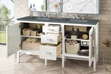 Addison 60" Double Vanity, Glossy White w/ 3 CM Parisien Bleu Silestone Top