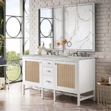 Addison 60" Double Vanity, Glossy White w/ 3 CM Victorian Silver Silestone Top