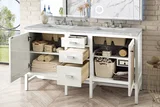 Addison 60" Double Vanity, Glossy White w/ 3 CM Victorian Silver Silestone Top