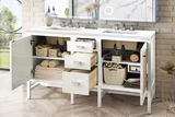 Addison 60" Double Vanity, Glossy White w/ 3 CM White Zeus Silestone Top