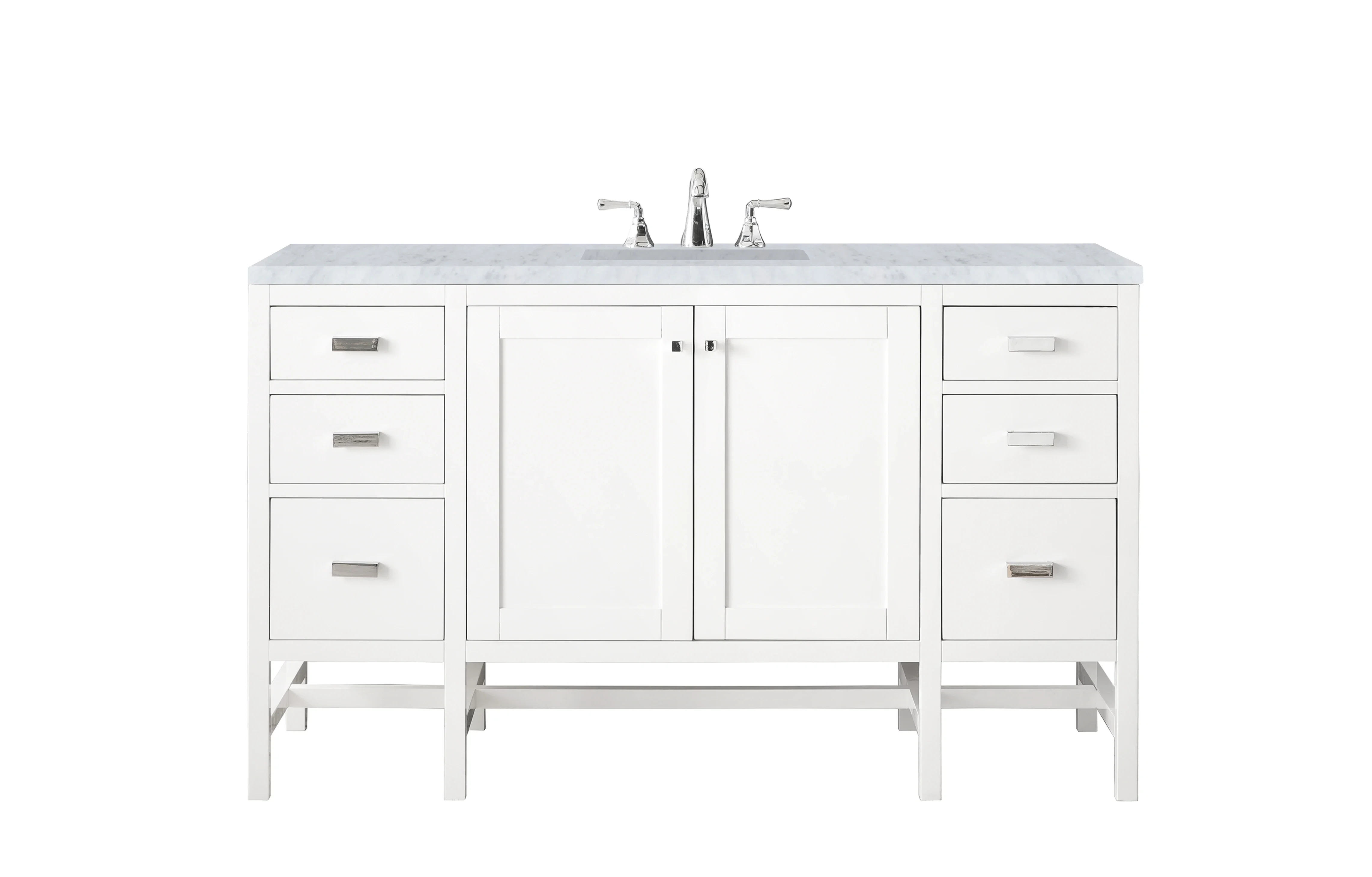 Addison 60" Single Vanity, Glossy White w/ 3 CM Carrara White Top