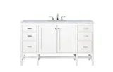 Addison 60" Single Vanity, Glossy White w/ 3 CM Carrara White Top