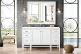 Addison 60" Single Vanity, Glossy White w/ 3 CM Carrara White Top
