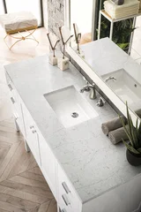 Addison 60" Single Vanity, Glossy White w/ 3 CM Carrara White Top