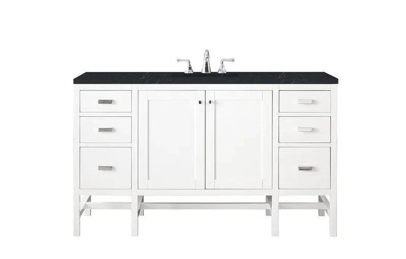 Addison 60" Single Vanity, Glossy White w/ 3 CM Charcoal Soapstone Silestone Top
