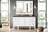 Addison 60" Single Vanity, Glossy White w/ 3 CM Charcoal Soapstone Silestone Top