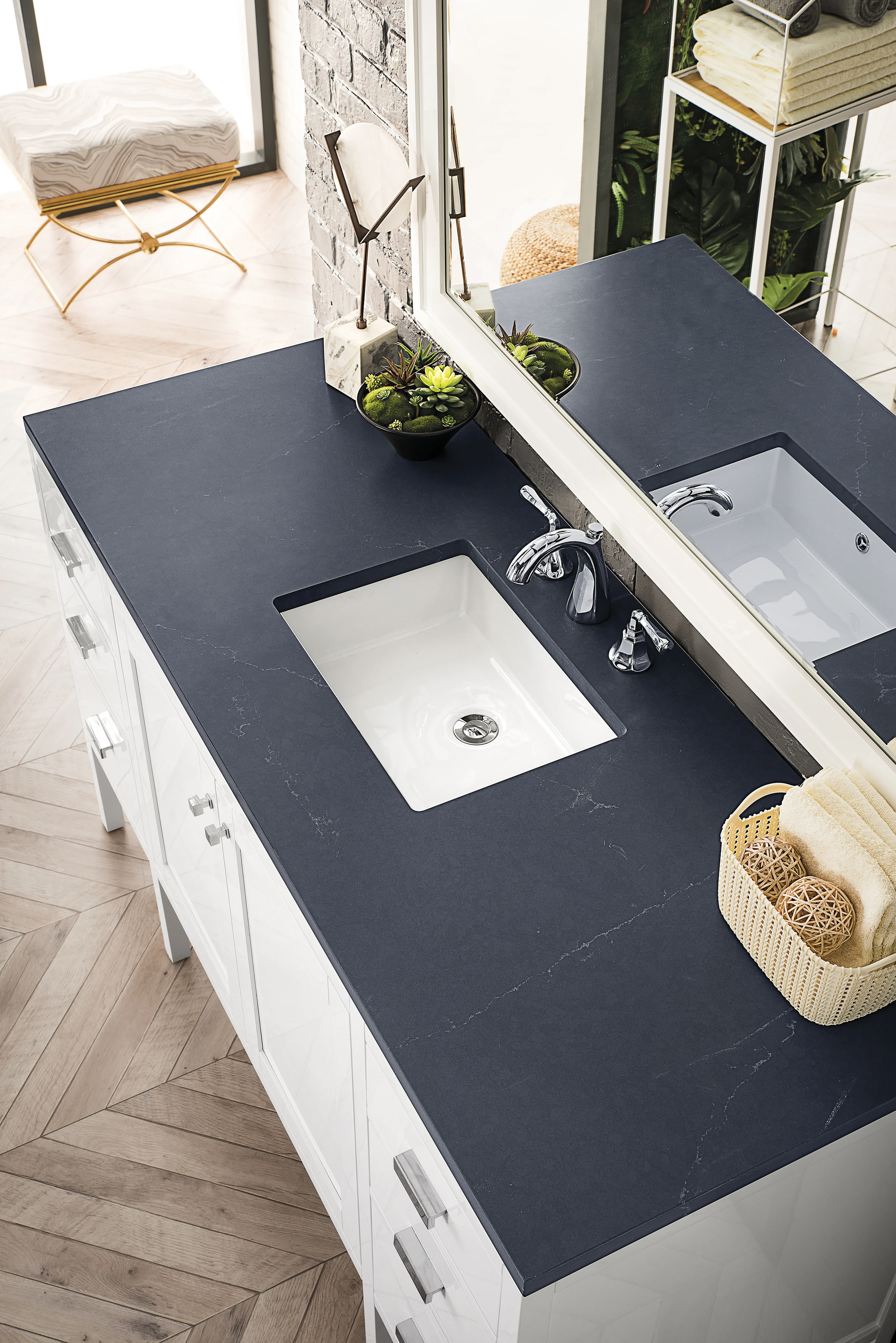 Addison 60" Single Vanity, Glossy White w/ 3 CM Charcoal Soapstone Silestone Top