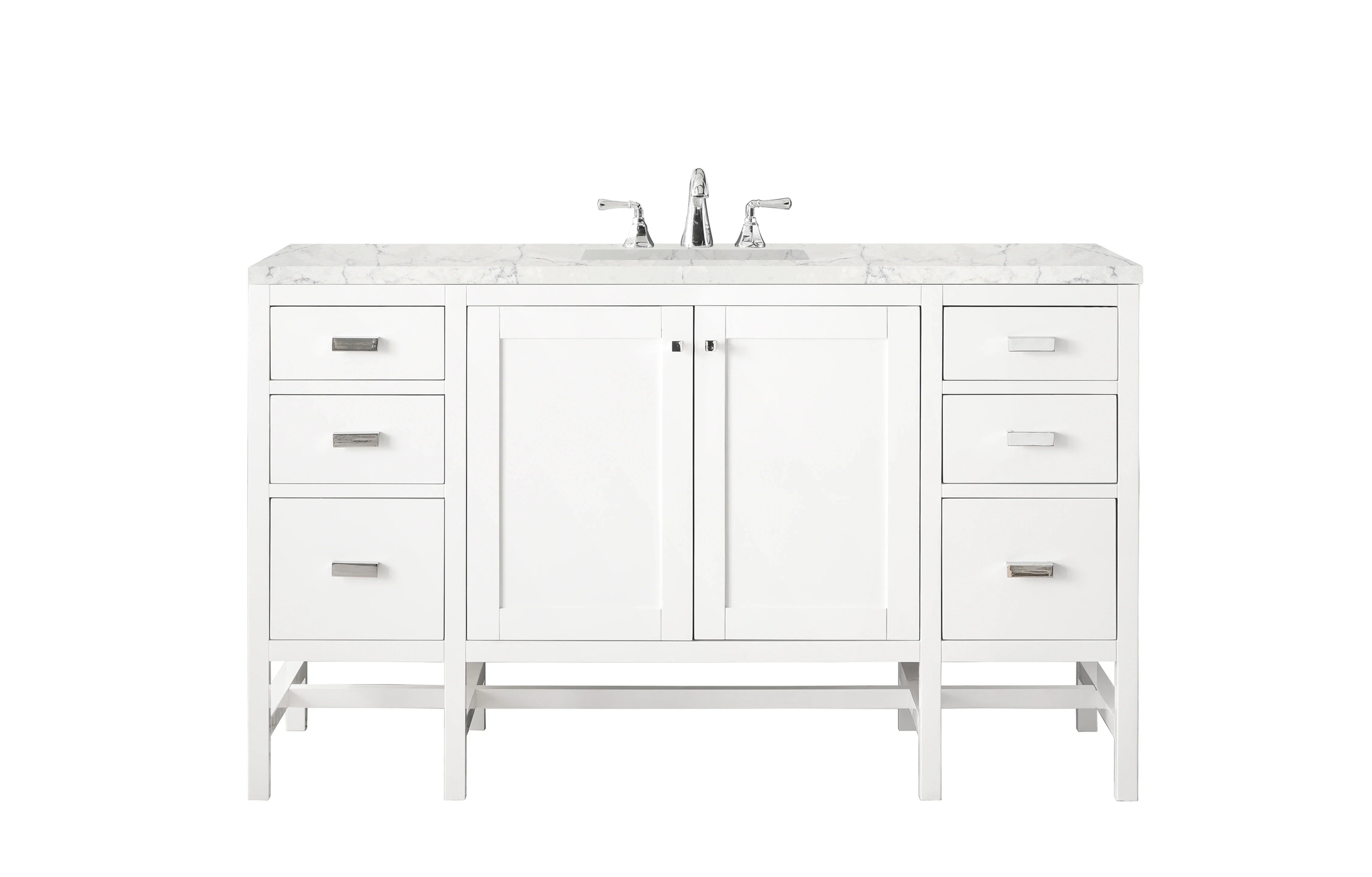 Addison 60" Single Vanity, Glossy White w/ 3 CM Eternal Jasmine Pearl Silestone Top