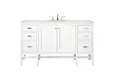 Addison 60" Single Vanity, Glossy White w/ 3 CM Eternal Jasmine Pearl Silestone Top