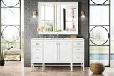 Addison 60" Single Vanity, Glossy White w/ 3 CM Eternal Jasmine Pearl Silestone Top