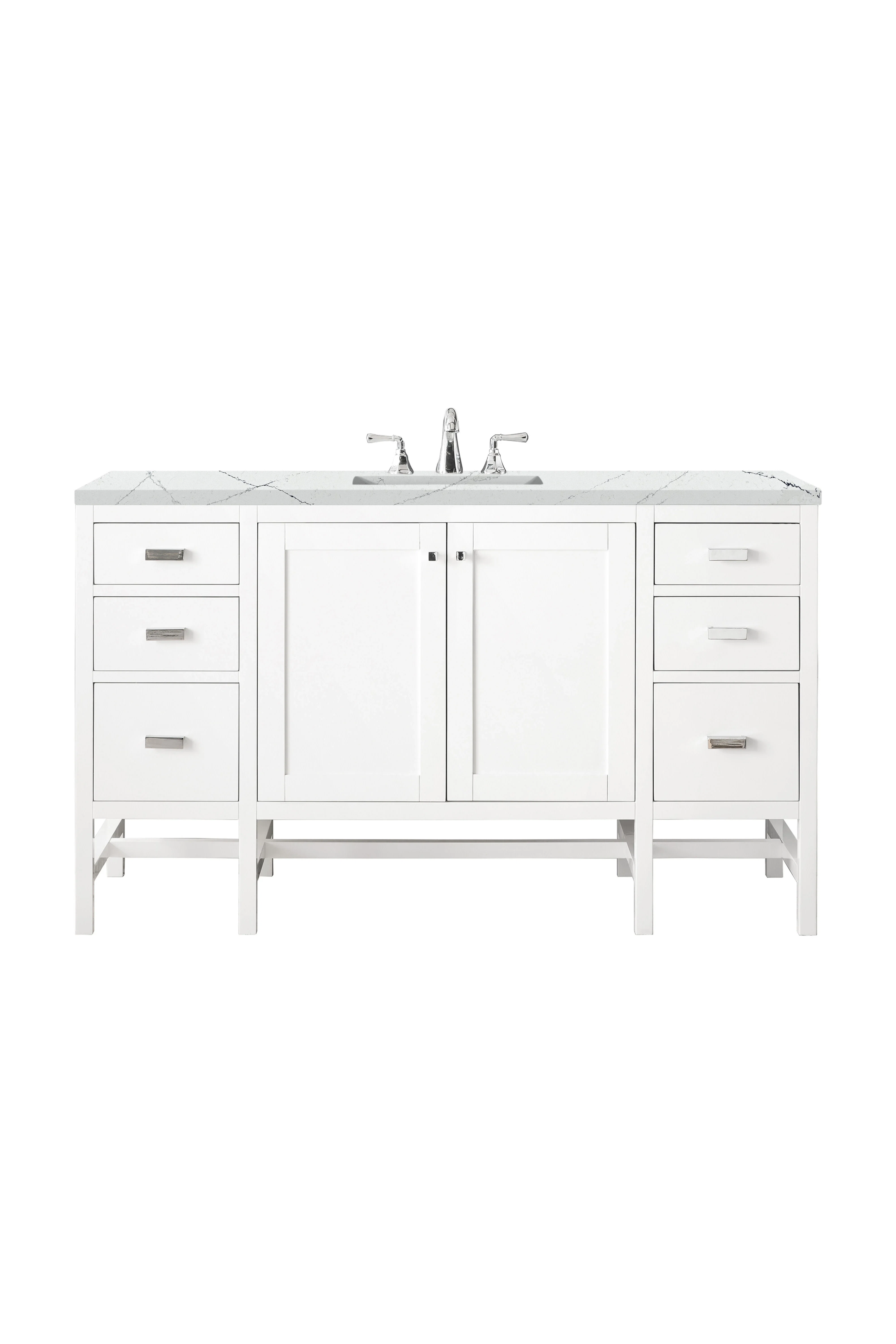Addison 60" Single Vanity, Glossy White w/ 3 CM Ethereal Noctis Top