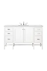 Addison 60" Single Vanity, Glossy White w/ 3 CM Ethereal Noctis Top