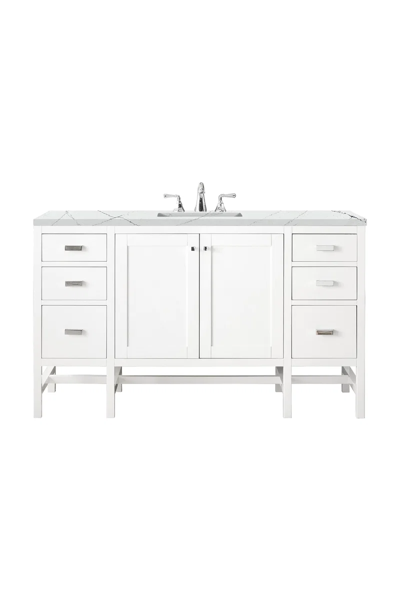 Addison 60" Single Vanity, Glossy White w/ 3 CM Ethereal Noctis Top