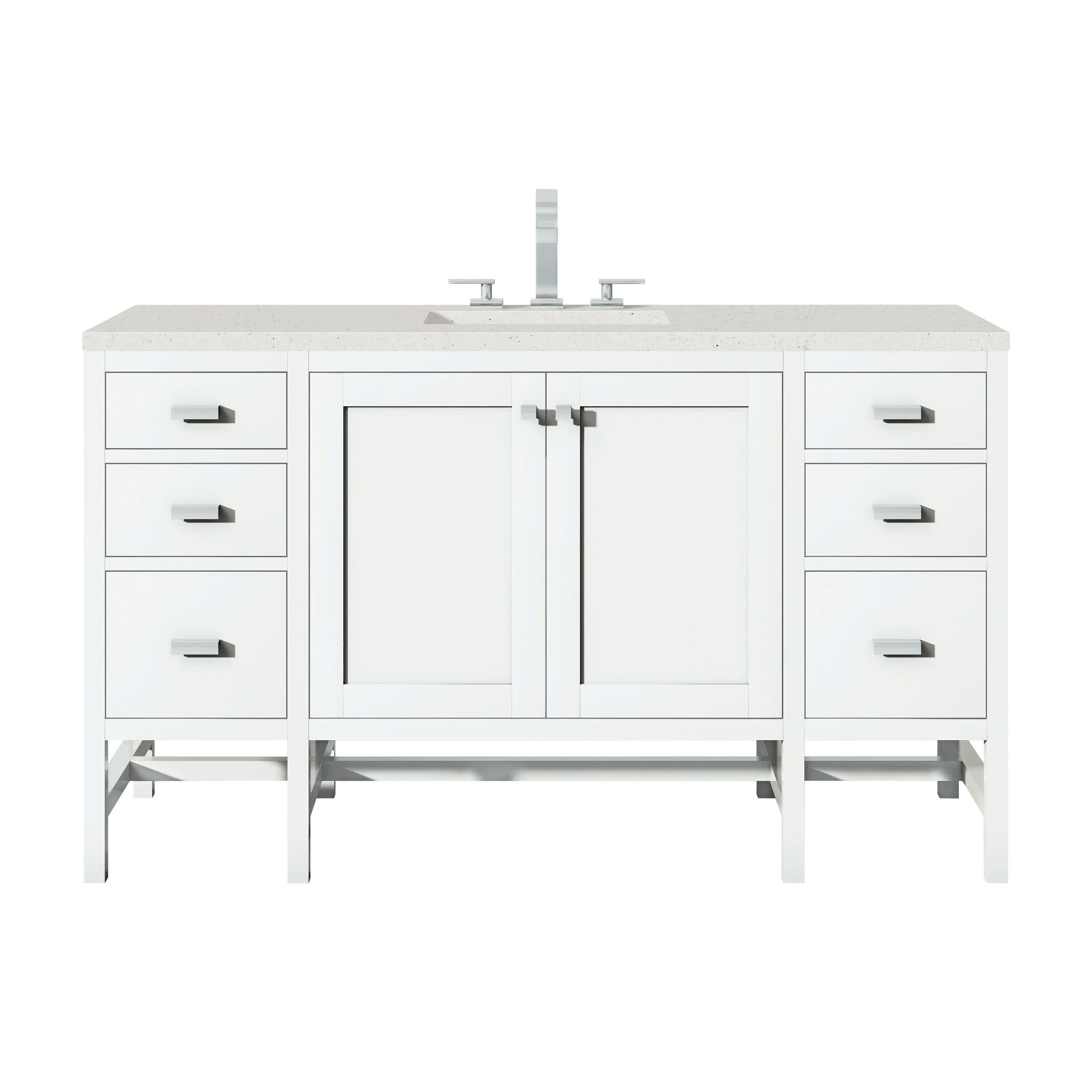 Addison 60" Single Vanity, Glossy White w/ 3 CM Lime Delight Silestone Top