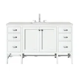 Addison 60" Single Vanity, Glossy White w/ 3 CM Lime Delight Silestone Top
