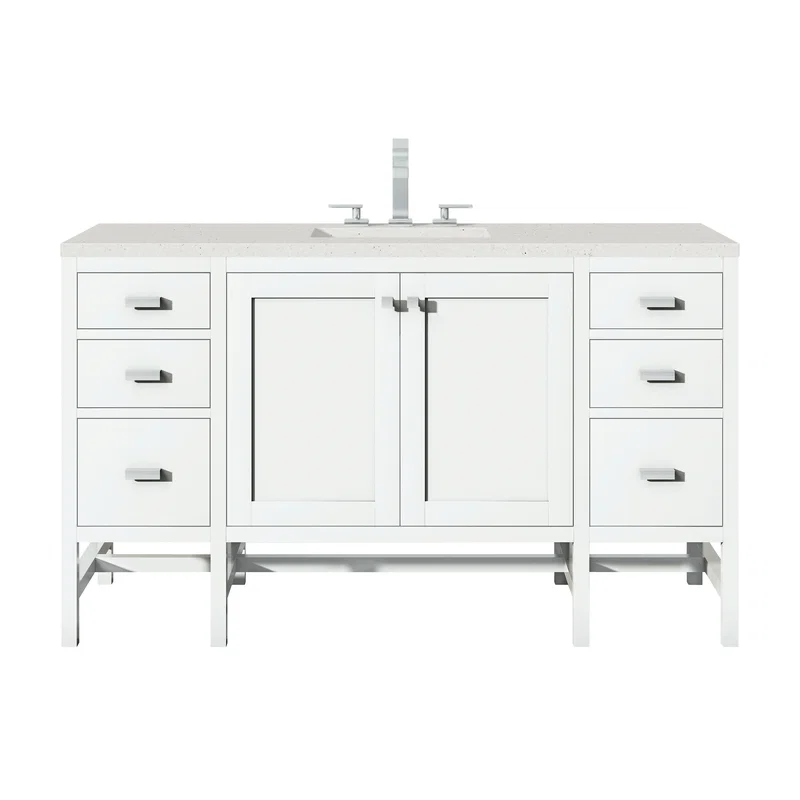 Addison 60" Single Vanity, Glossy White w/ 3 CM Lime Delight Silestone Top