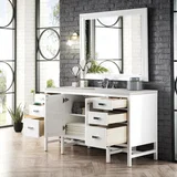 Addison 60" Single Vanity, Glossy White w/ 3 CM Lime Delight Silestone Top