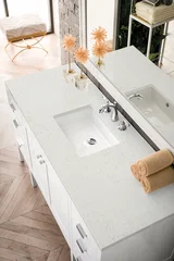 Addison 60" Single Vanity, Glossy White w/ 3 CM Lime Delight Silestone Top