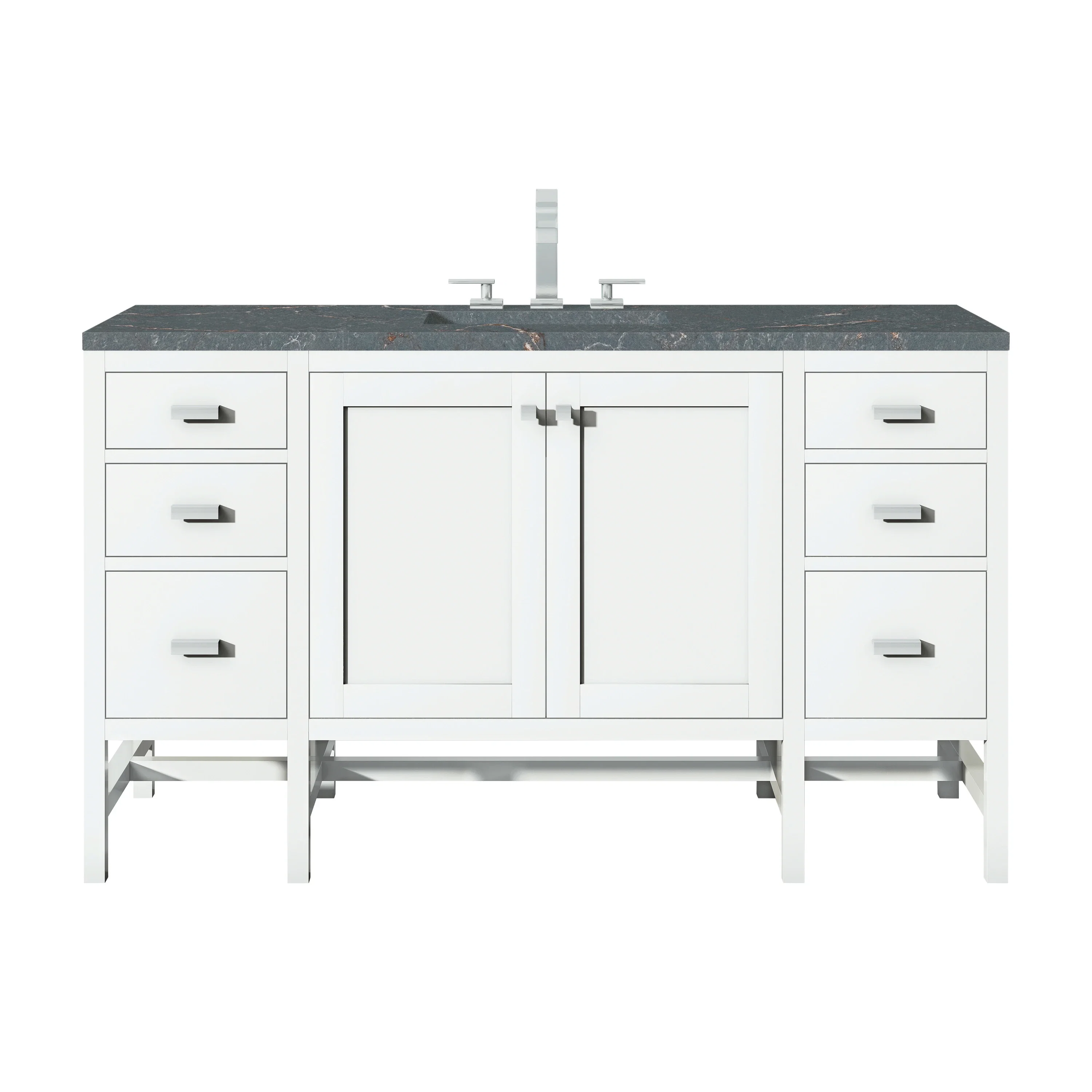 Addison 60" Single Vanity, Glossy White w/ 3 CM Parisien Bleu Silestone Top