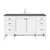 Addison 60" Single Vanity, Glossy White w/ 3 CM Parisien Bleu Silestone Top