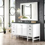 Addison 60" Single Vanity, Glossy White w/ 3 CM Parisien Bleu Silestone Top