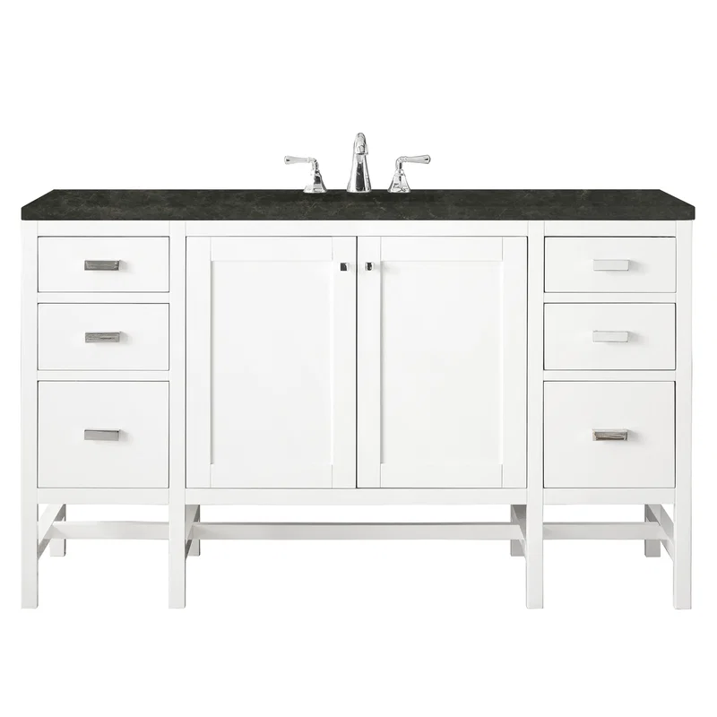 Addison 60" Single Vanity, Glossy White, w/ 3 CM Phantome Eclos Top