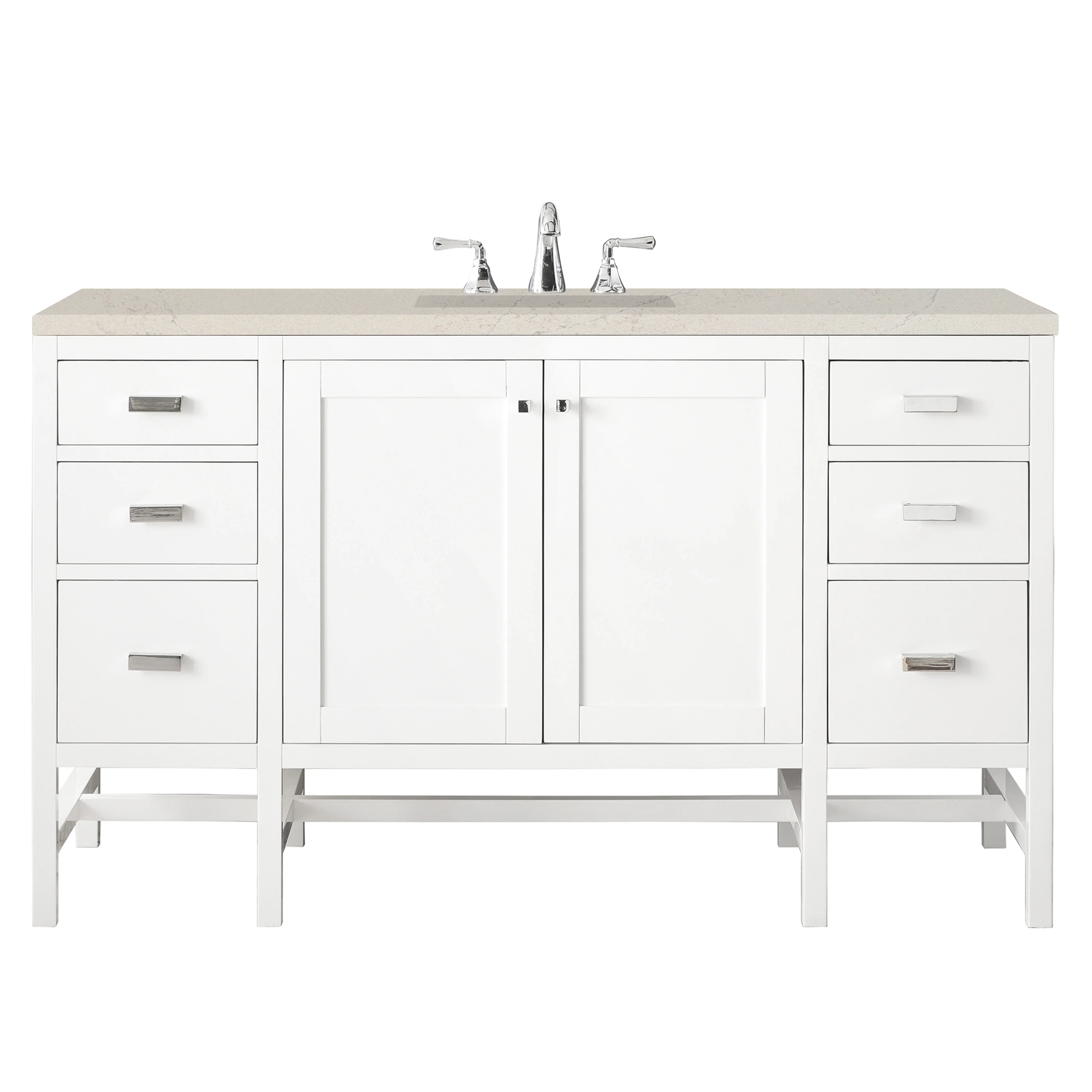 Addison 60" Single Vanity, Glossy White, w/ 3 CM Siberian Silestone Top