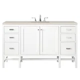 Addison 60" Single Vanity, Glossy White, w/ 3 CM Siberian Silestone Top