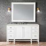 Addison 60" Single Vanity, Glossy White, w/ 3 CM Siberian Silestone Top